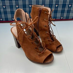 Peep-Toe Lace Up Bootie